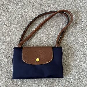Longchamp Le Pilage tote bag, size medium, navy blue, new without tags